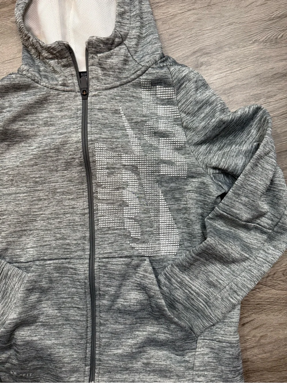 Nike Kids Grey Full-Zip Hooded Sweatshirt
